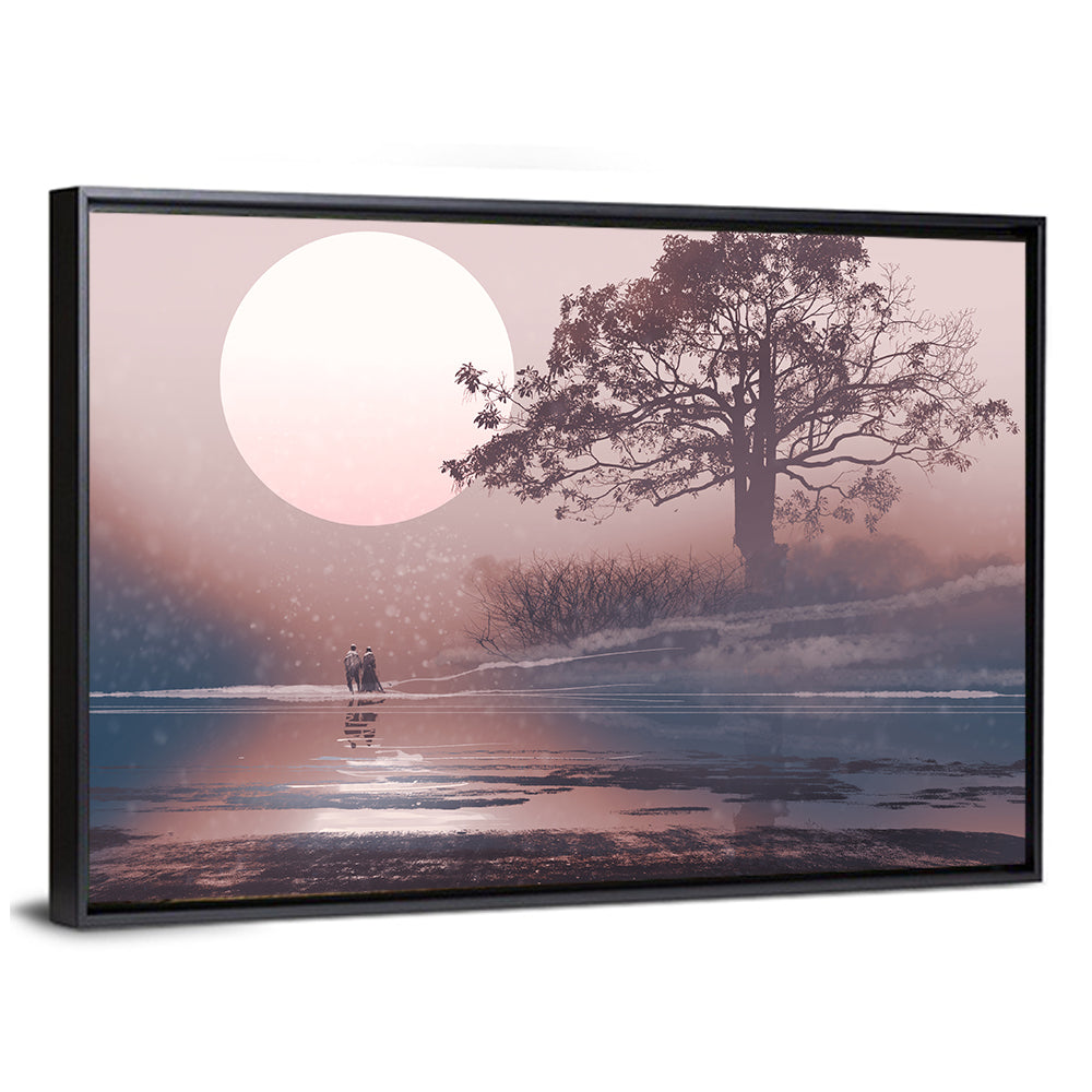 Couple Under Moon Wall Art