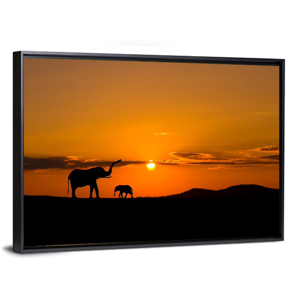 Savannah Elephant Silhouettes Wall Art