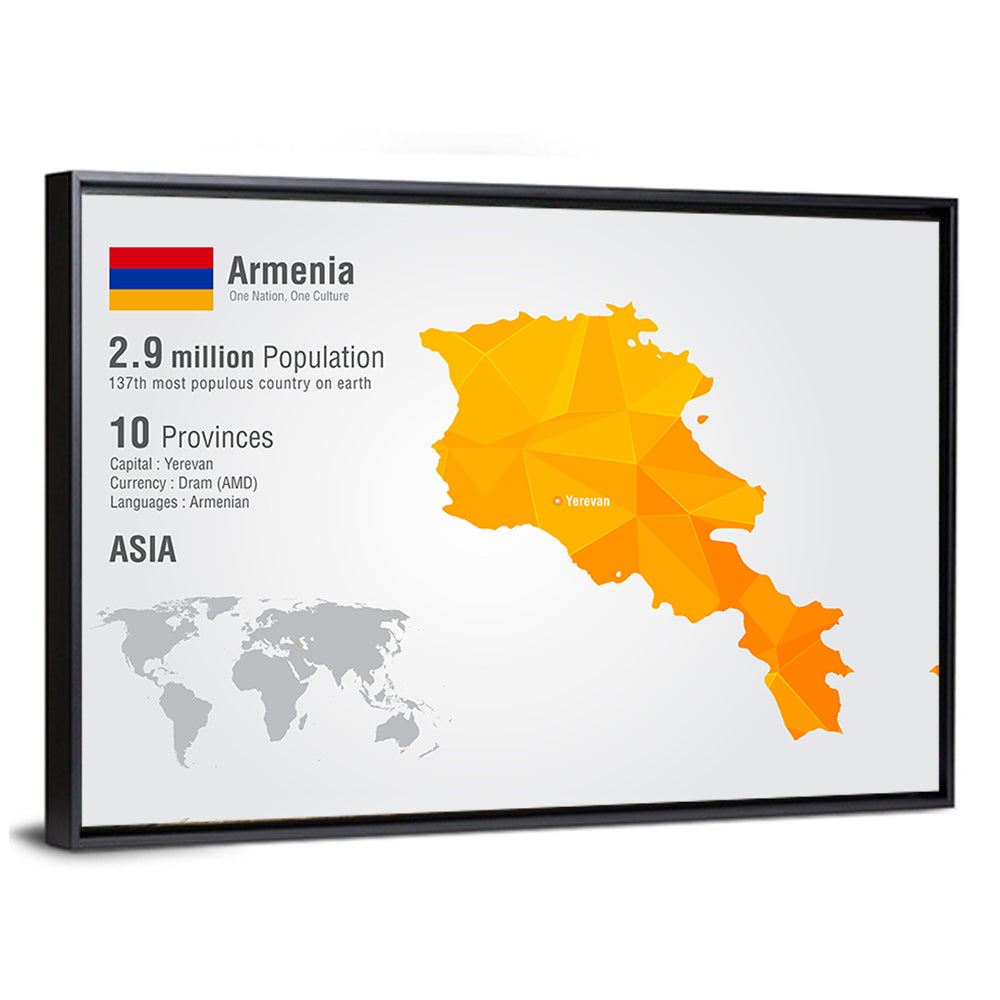 Armenia Low-poly Map Infographic Wall Art