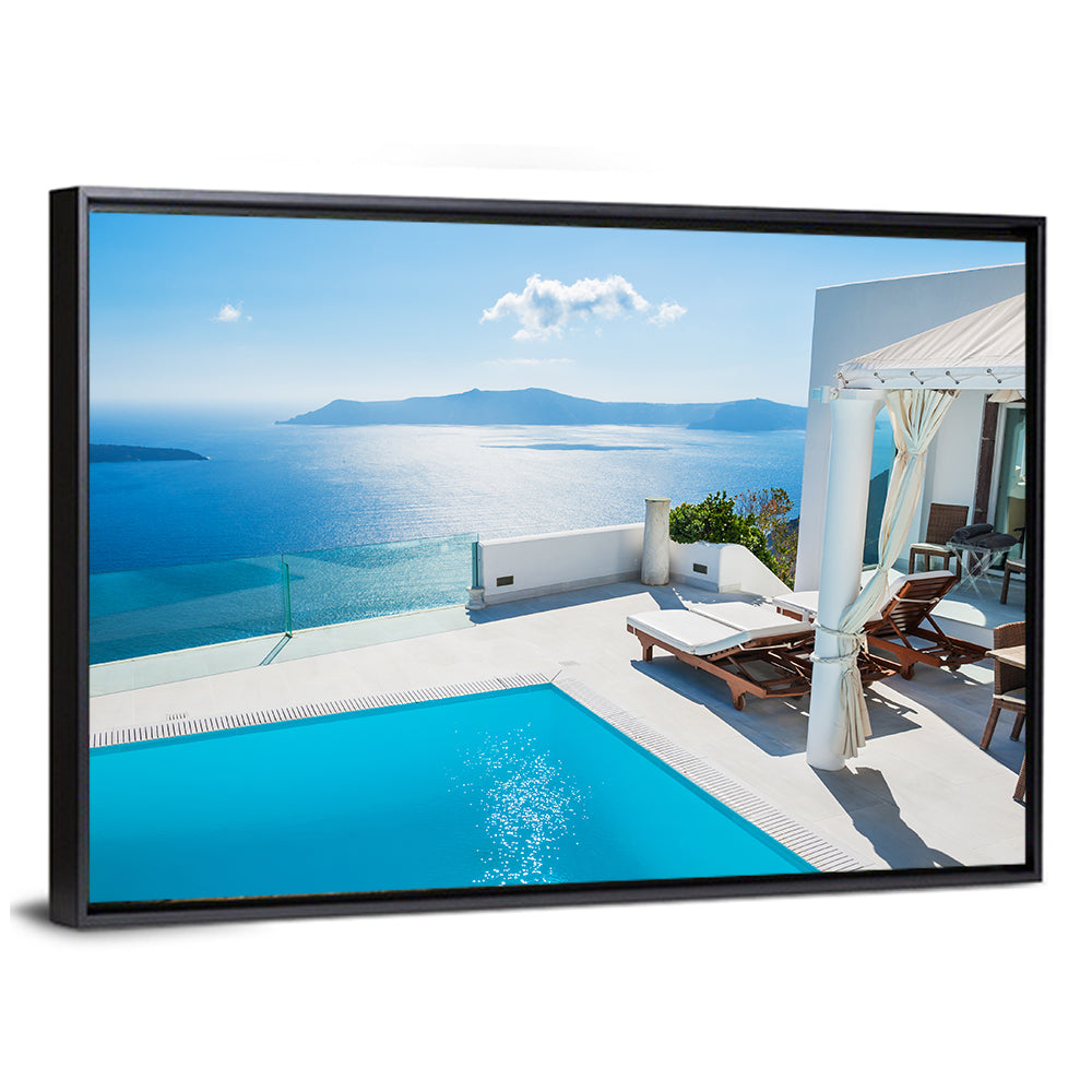 Santorini Pool Terrace View Wall Art