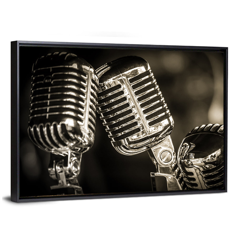 Three Vintage Studio Microphones Wall Art