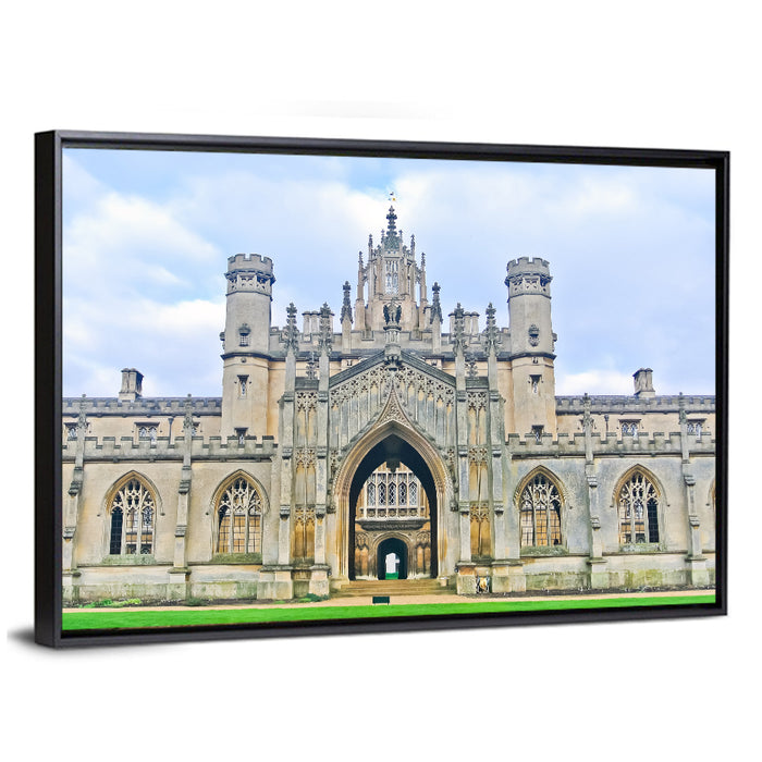 St John's College Great Gate Cambridge Wall Art as a framed canvas