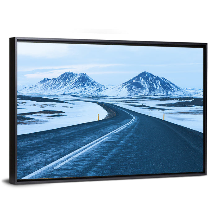 Iceland Ring Road to Snowy Peaks Wall Art as a framed canvas