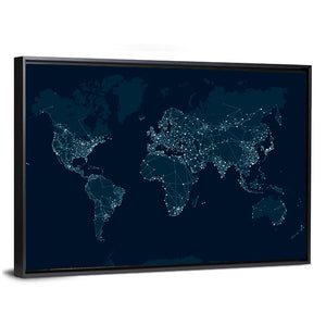 Communications Network Map Of World Wall Art