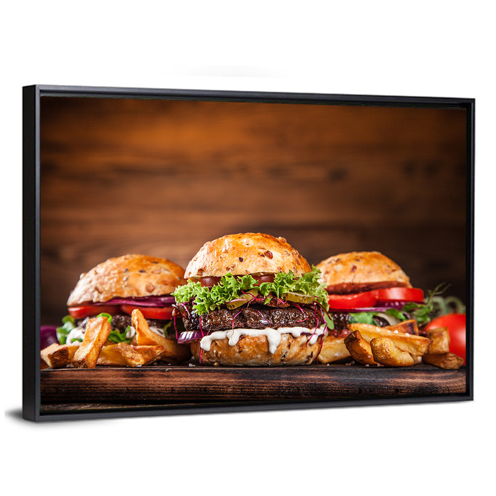 Rustic Homemade Burger Trio Wall Art
