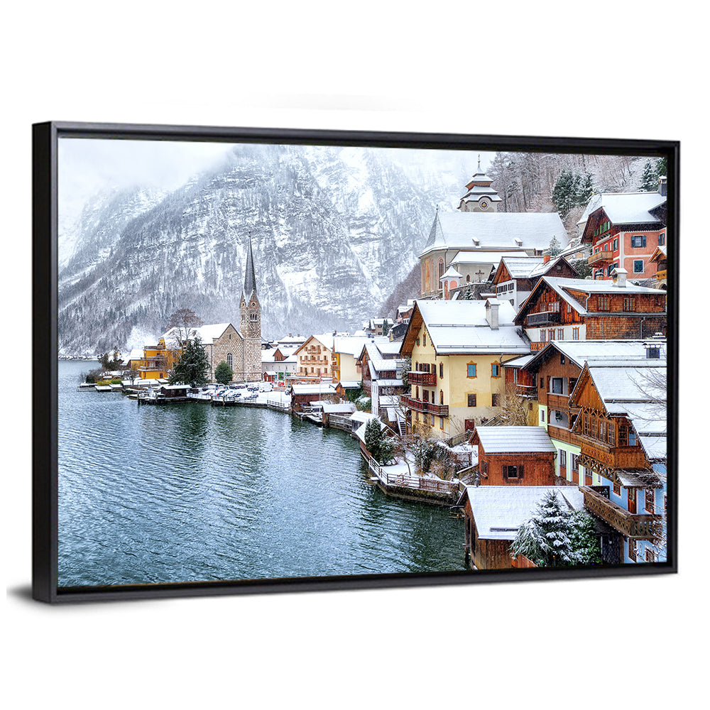 Hallstatt Winter Lakefront Wall Art