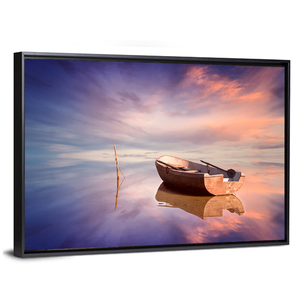 Lonely Boat at Sunset Wall Art