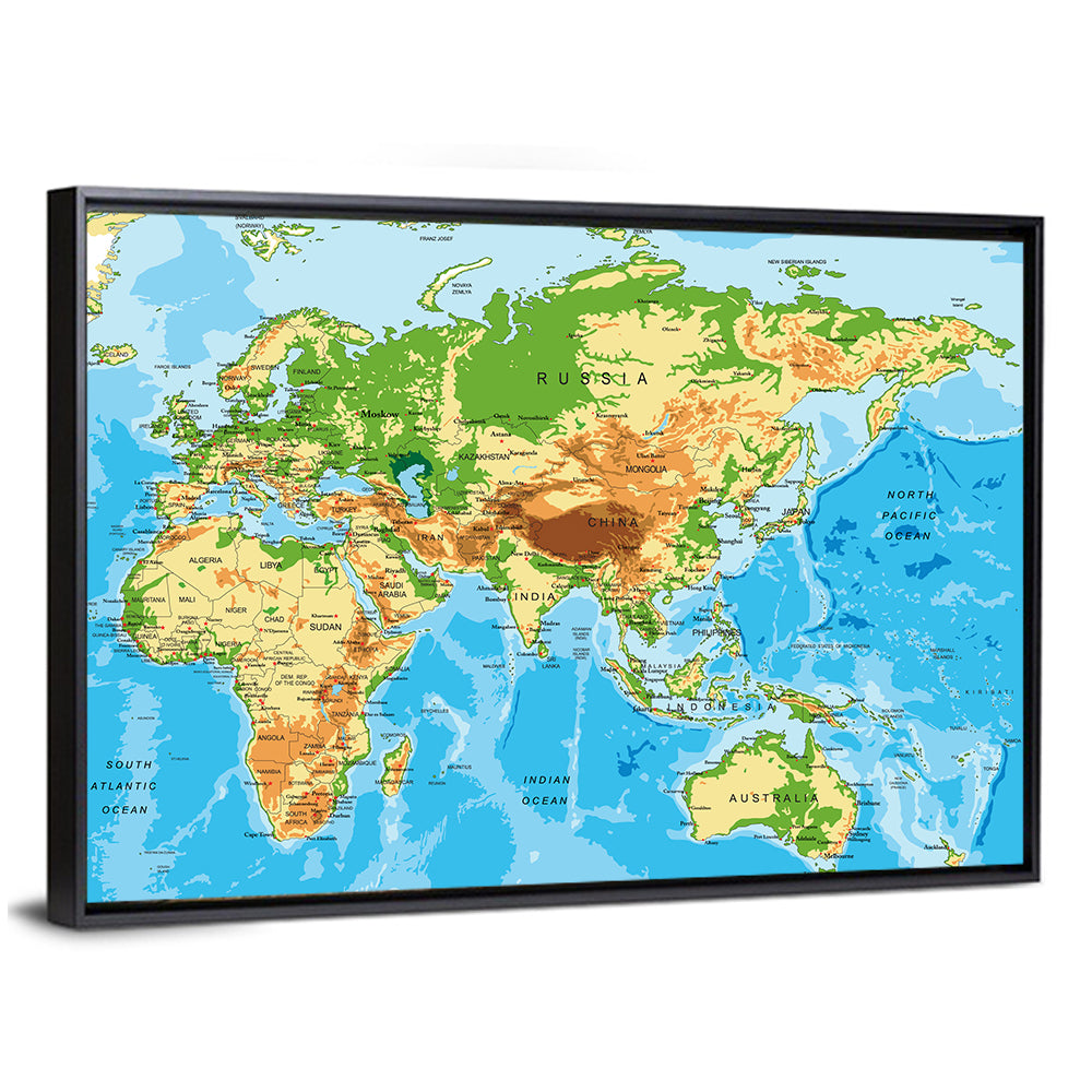 Physical World Map Wall Art