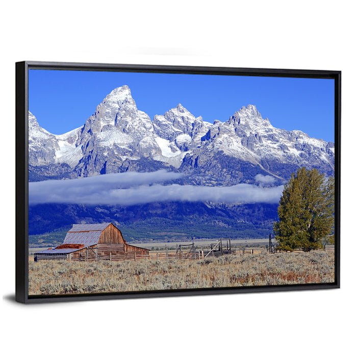 T.a. Moulton Barn, Grand Teton Wall Art as a framed canvas