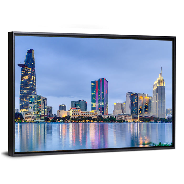 Ho Chi Minh City Skyline Wall Art as a framed canvas