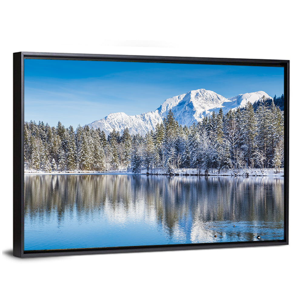Snow Covered Alpine Lake Reflection Wall Art