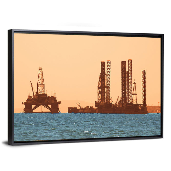 Baku Oil Rigs at Sunset Wall Art as a framed canvas