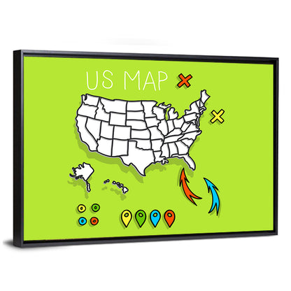 Hand Drawn US Map Wall Art