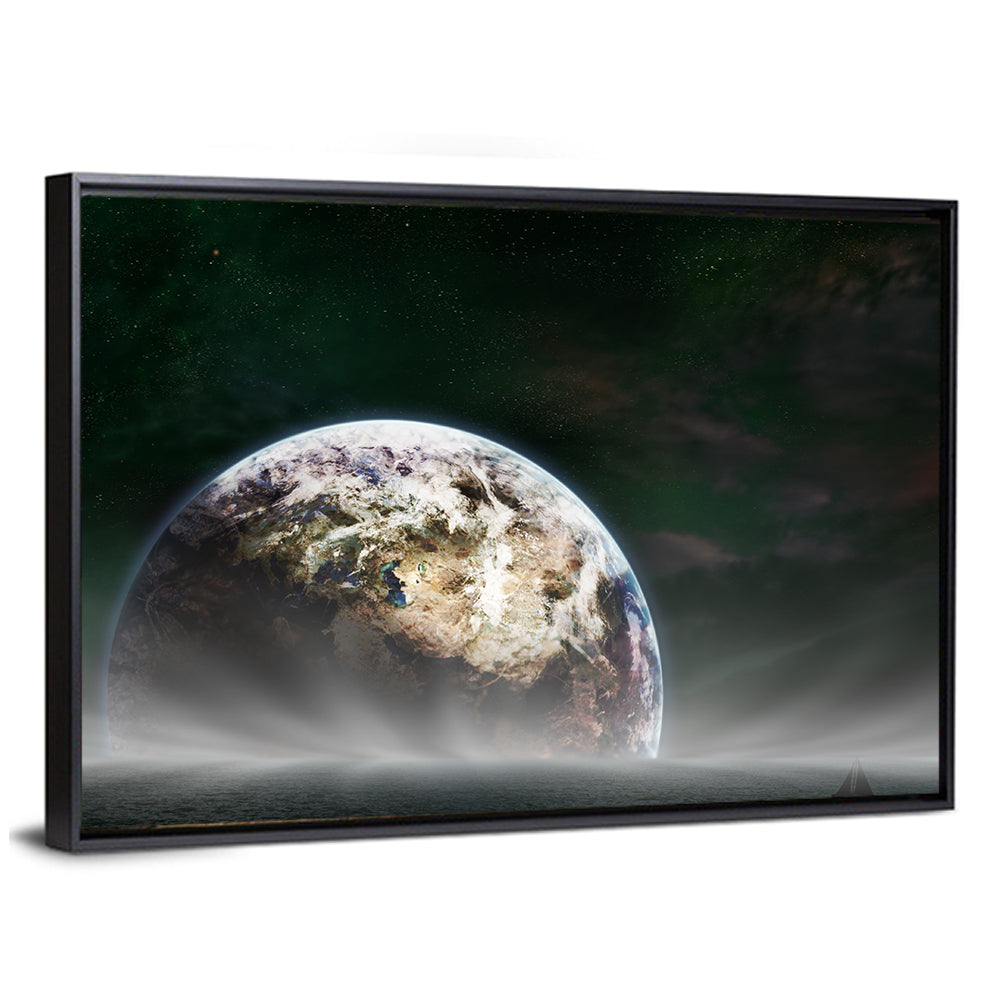 Earth Rising Over Ocean Wall Art
