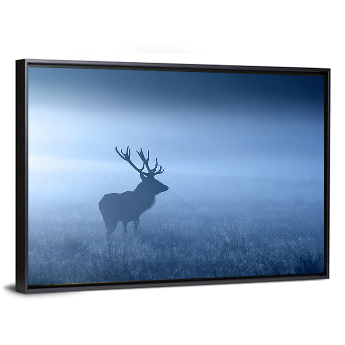 Red Deer Stag Silhouette Wall Art as a framed canvas