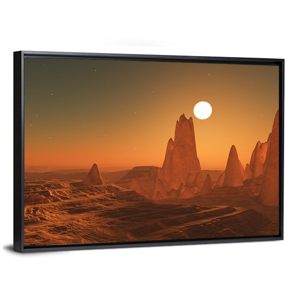 3d Surreal Alien Sunset Wall Art