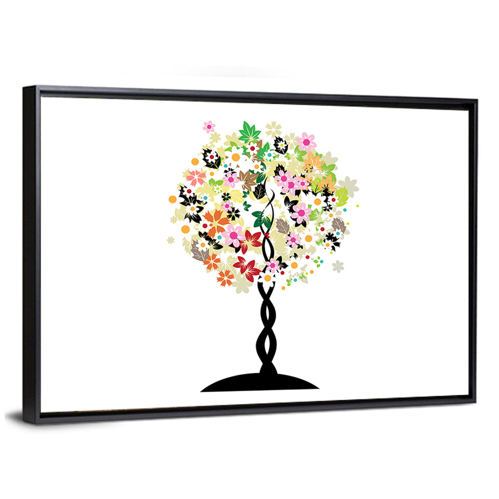 Braided Trunk Floral Tree Illustration Wall Art