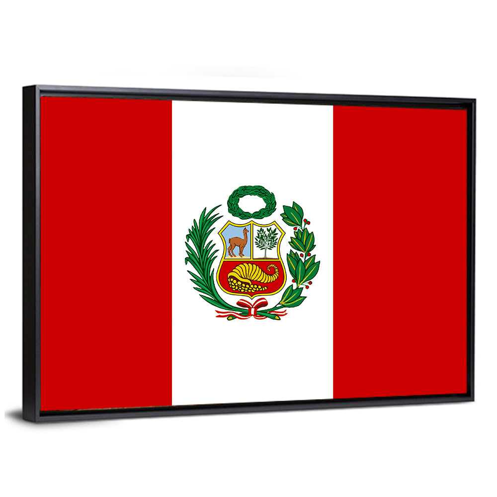 Peruvian Flag With National Emblem Wall Art