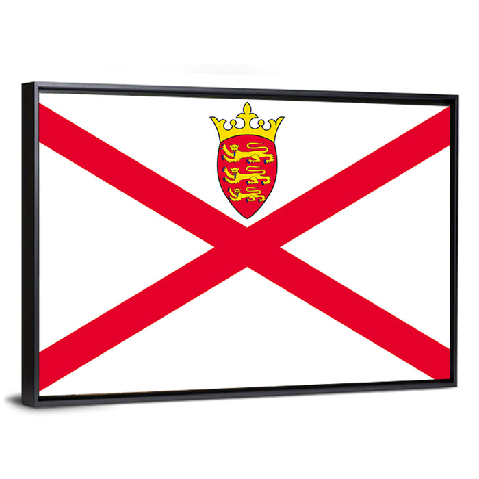 Flag of Jersey Wall Art as a framed canvas