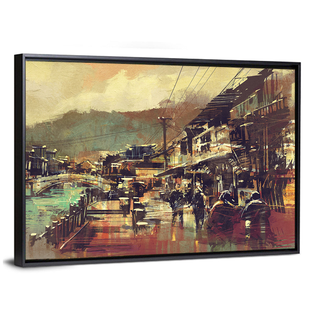 Old Riverside Village at Dusk Wall Art