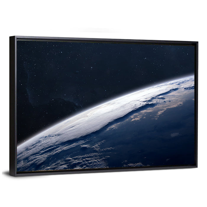 Planet Earth from Space Wall Art as a framed canvas