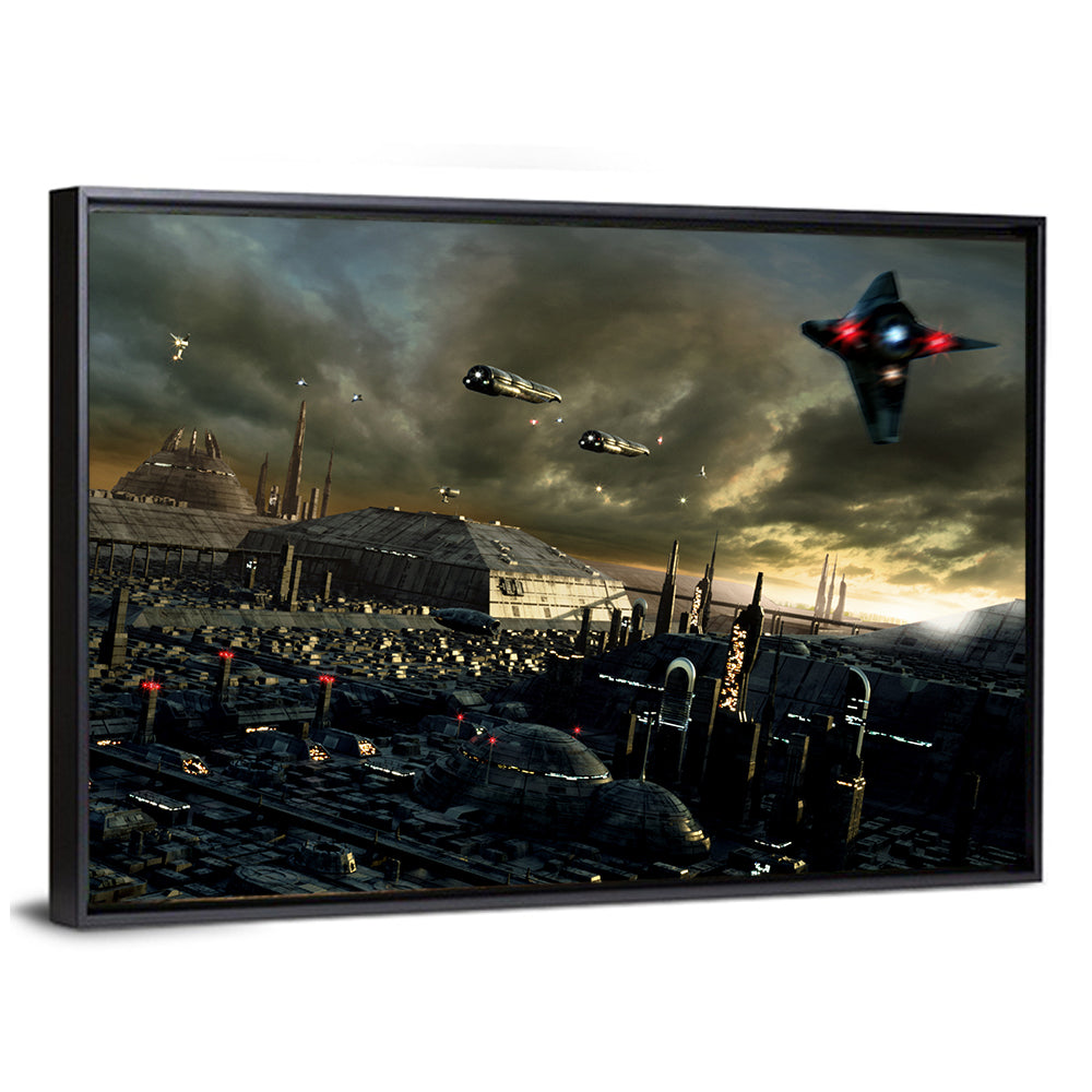Futuristic City Skyline Wall Art