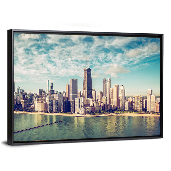 Chicago Skyline Wall Art as a framed canvas