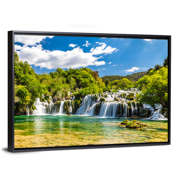 Skradinski Buk Cascading Waterfall Wall Art as a framed canvas