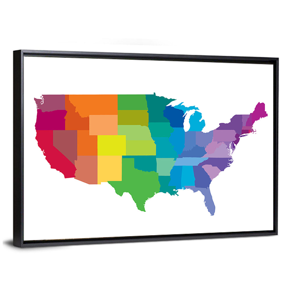 Rainbow United States Map Wall Art