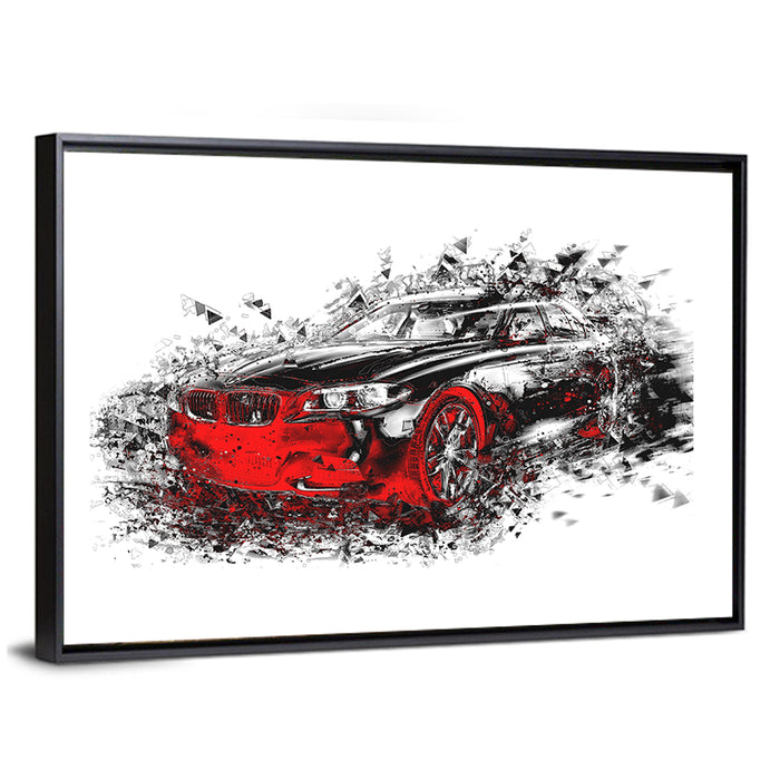 Modern Car Abstract Wall Art as a framed canvas