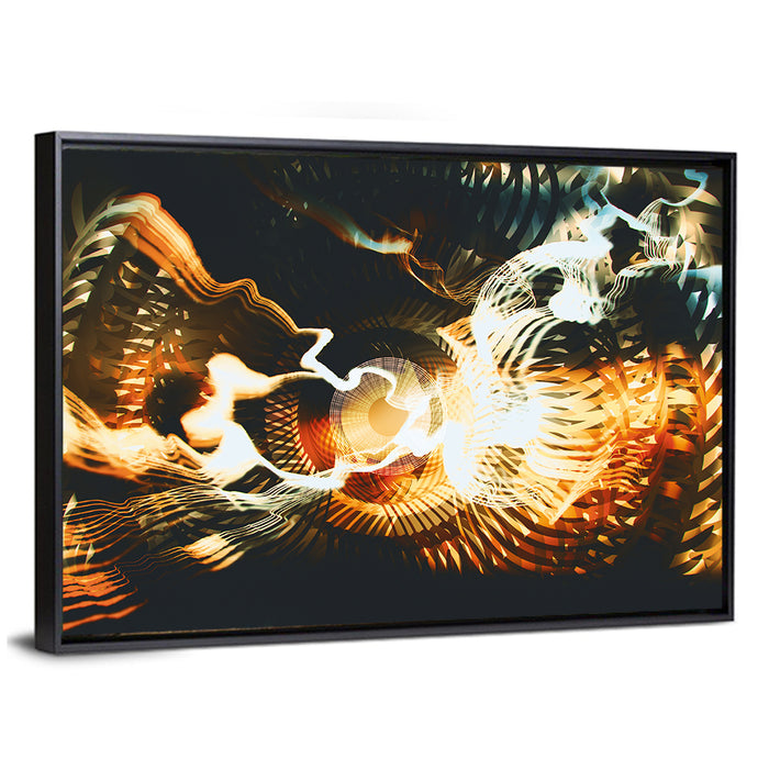 Golden Fractal Vortex Wall Art as a framed canvas