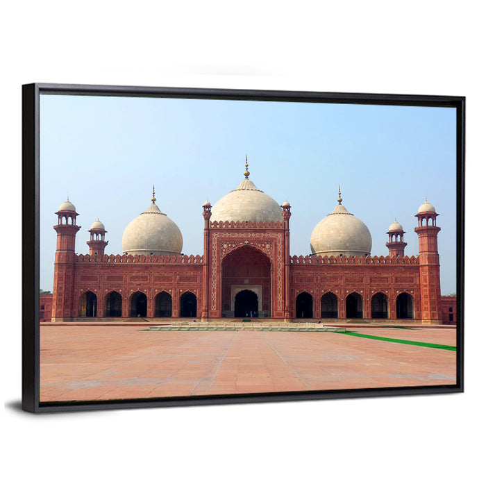 Badshahi Mosque Front View Wall Art as a framed canvas
