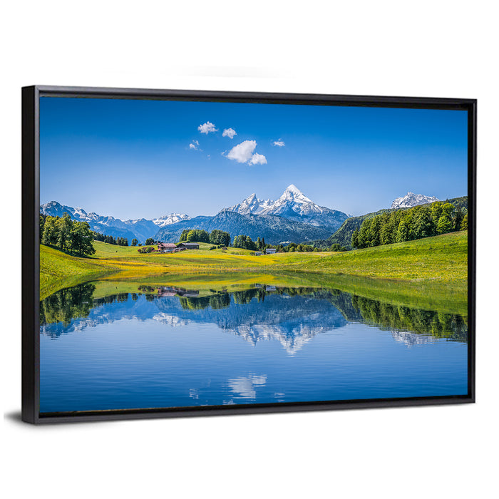 Watzmann Summer Reflection Wall Art as a framed canvas