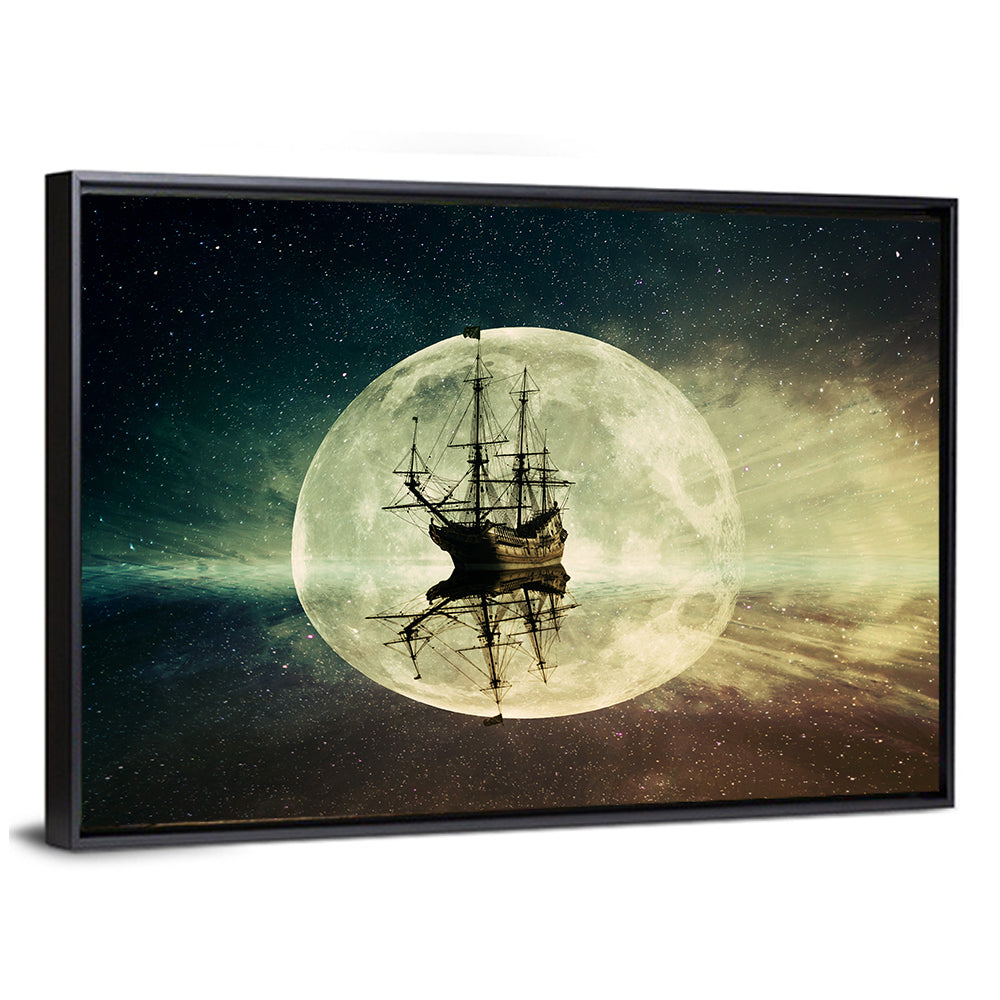 Moonlit Floating Ship Wall Art