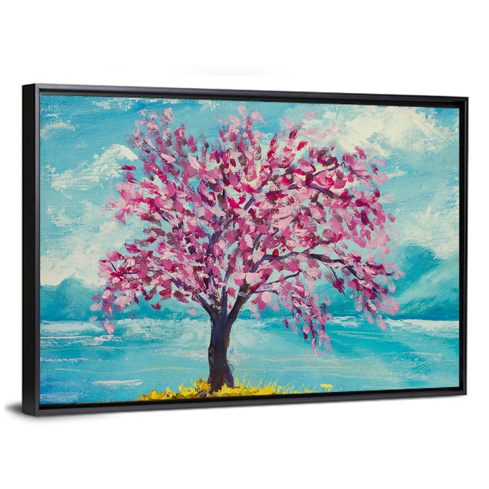 Sakura Island with Pink Blossoms Wall Art as a framed canvas