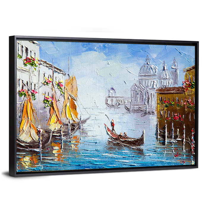 Venetian Canal Watercolor Wall Art as a framed canvas