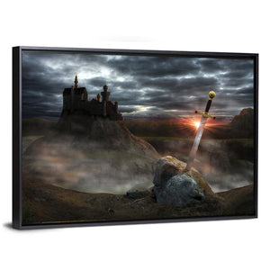 Legendary Castle Camelot Of King Arthur & Sword Excalibur Wall Art