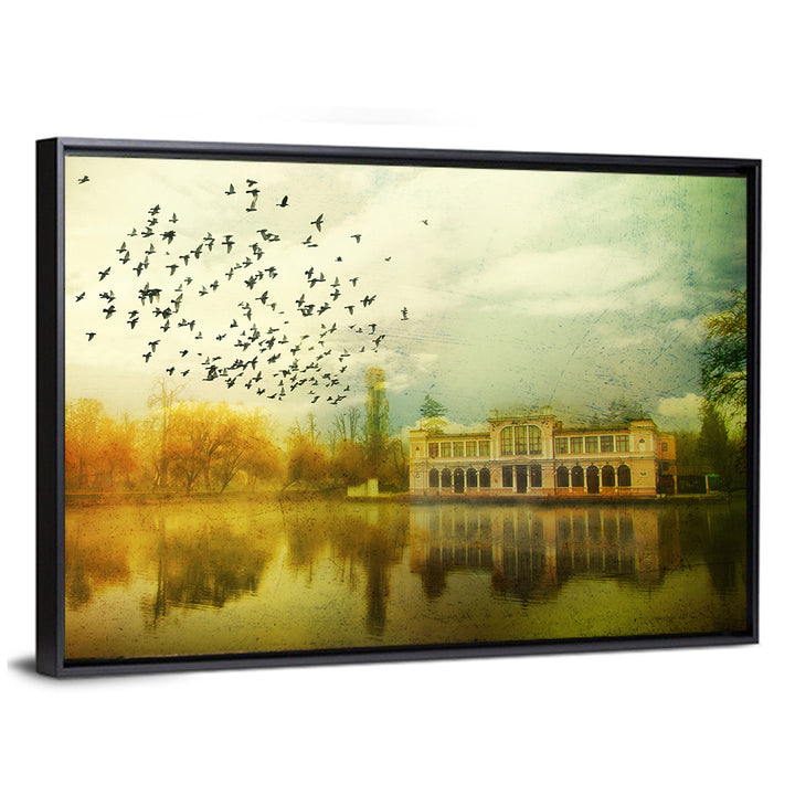 Old Mansion with Flock of Birds Wall Art