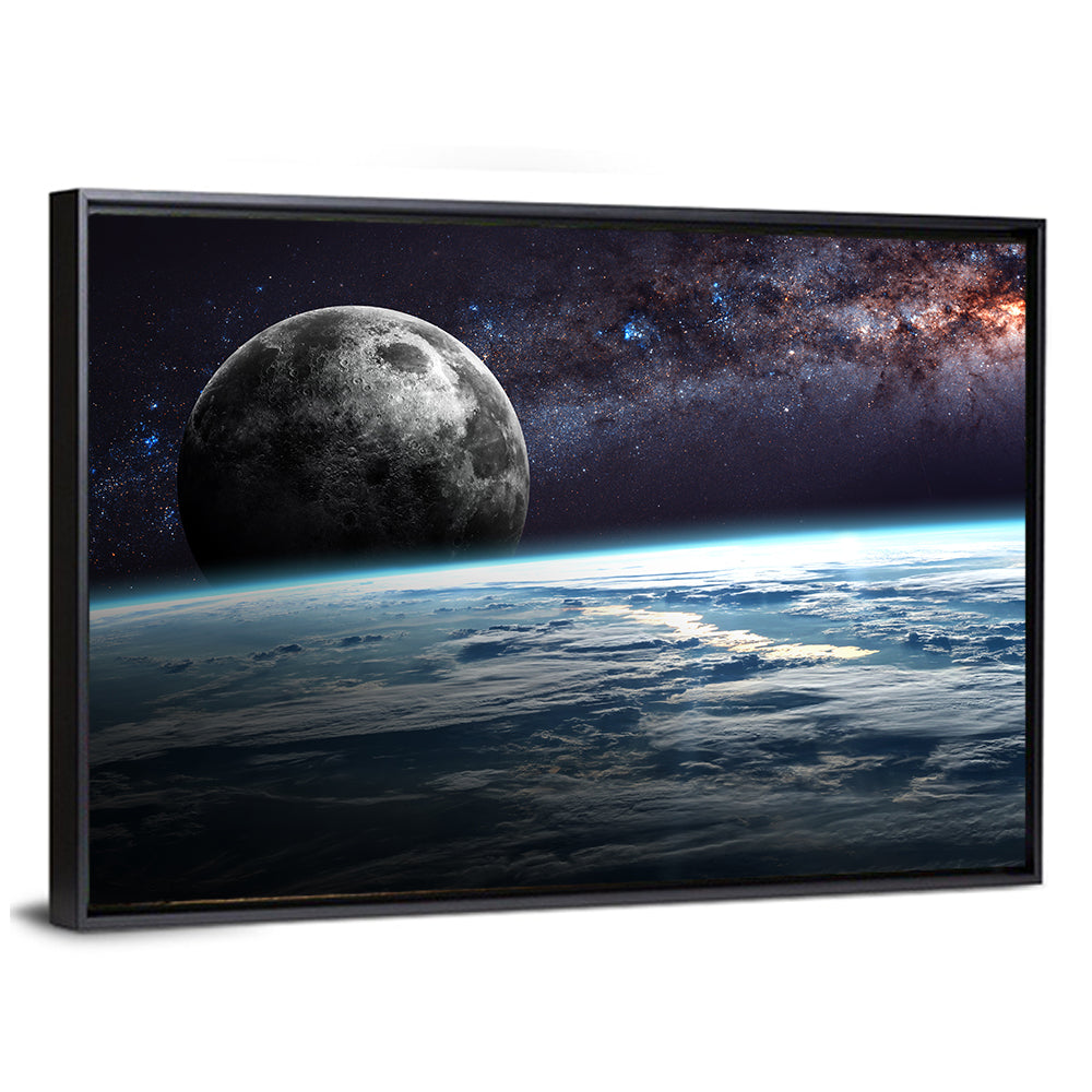 Rising Moon Above Earth Horizon Wall Art