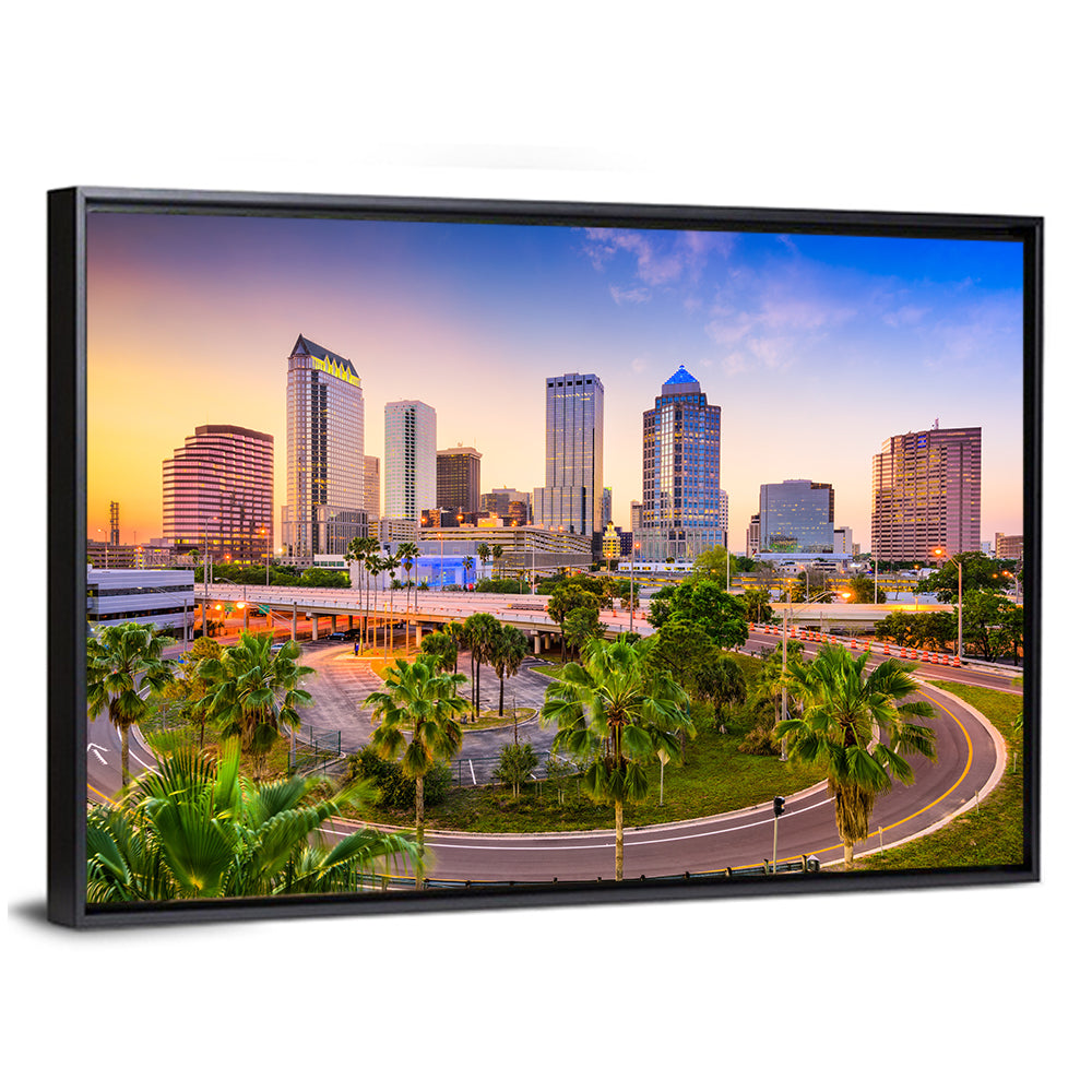 Tampa Downtown Skyline at Sunset Wall Art