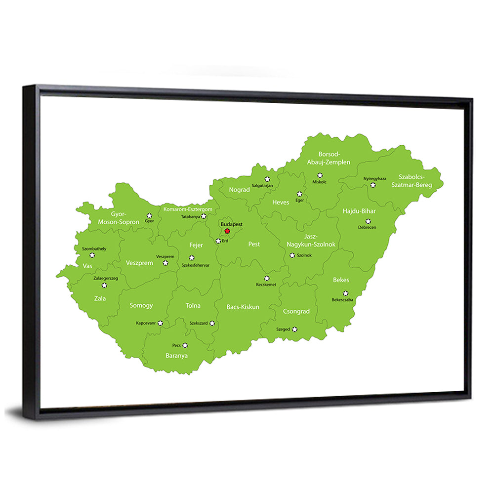 Hungary Administrative Map Wall Art