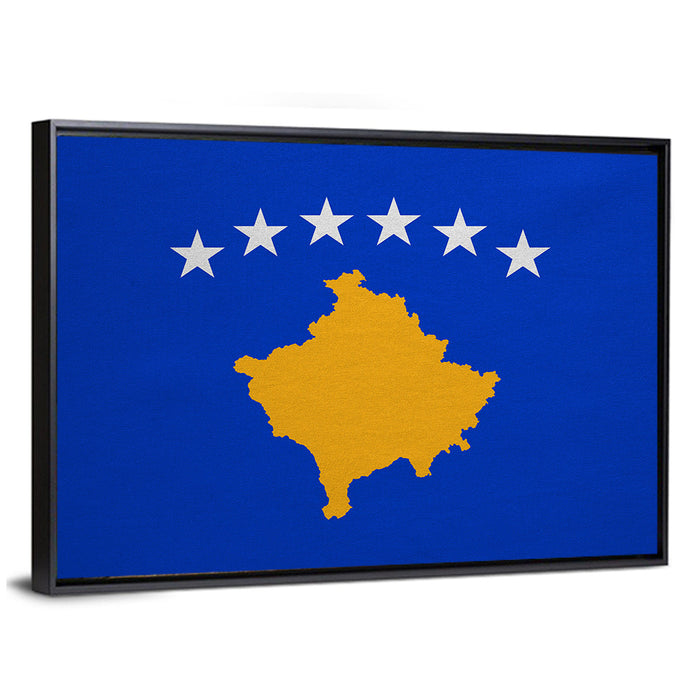 Kosovo National Flag Wall Art as a framed canvas