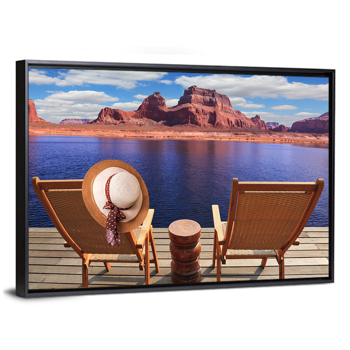 Lake Powell Dock View Wall Art as a framed canvas
