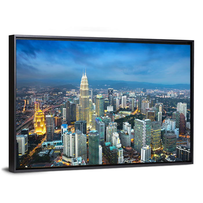 Kuala Lumpur Petronas Towers Skyline Wall Art as a framed canvas