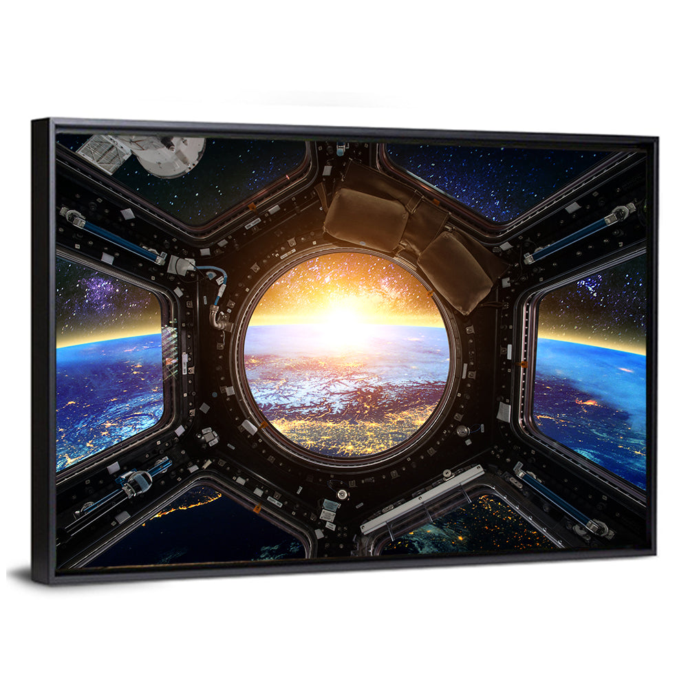Earthrise Through Spacecraft Window Wall Art