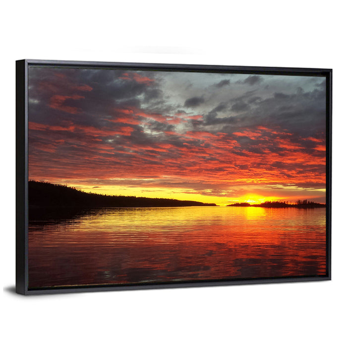 Lake Athabasca Sunset Reflection Wall Art as a framed canvas