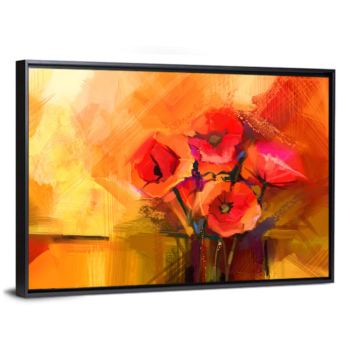 Impasto Red Poppy Bouquet Wall Art