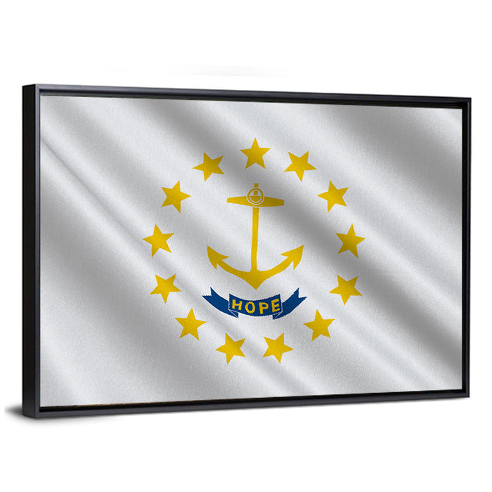 Rhode Island State Flag Wall Art as a framed canvas