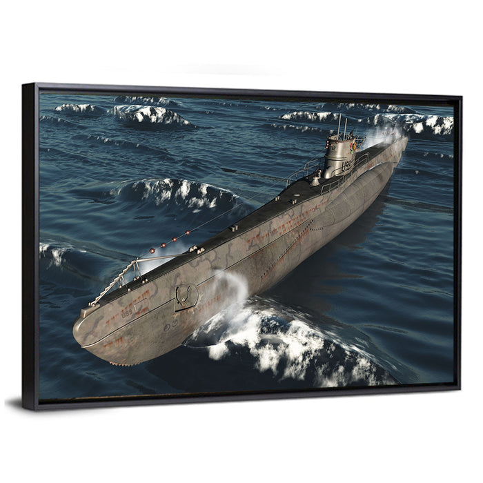 U-99 German Submarine at Sea Wall Art as a framed canvas