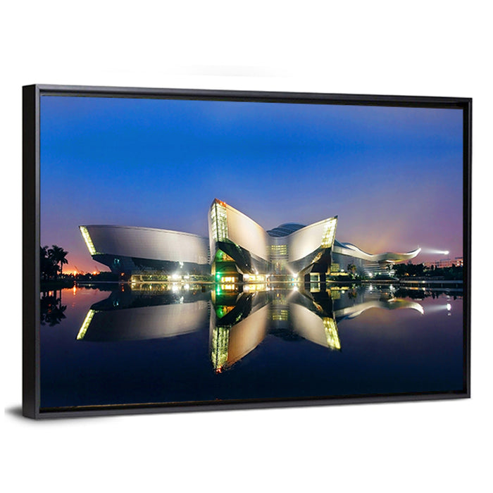 Guangdong Science Center Night Reflection Wall Art as a framed canvas